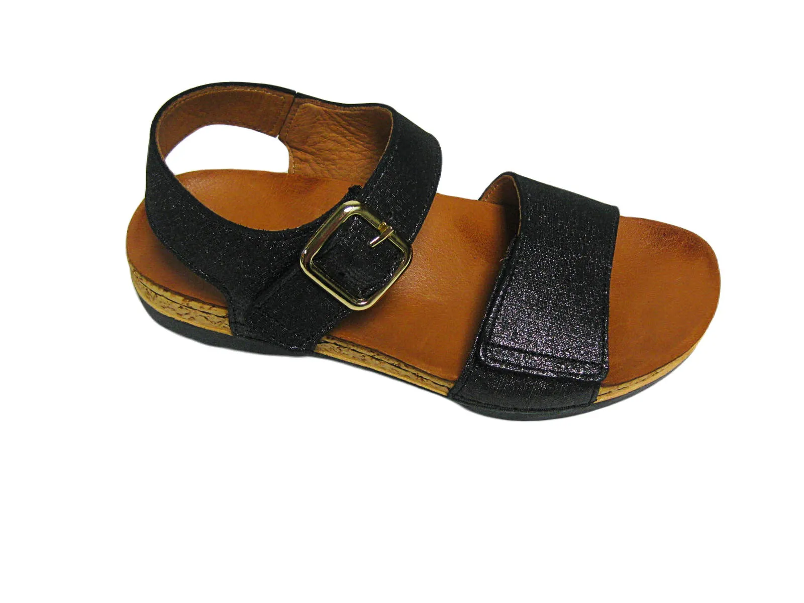 Revere Women's Georgia Sandal - Black Linen 34GEORBKLW