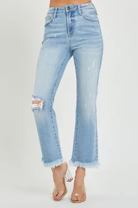 Risen Morgan High Rise Crop Ankle Jeans: Light Wash