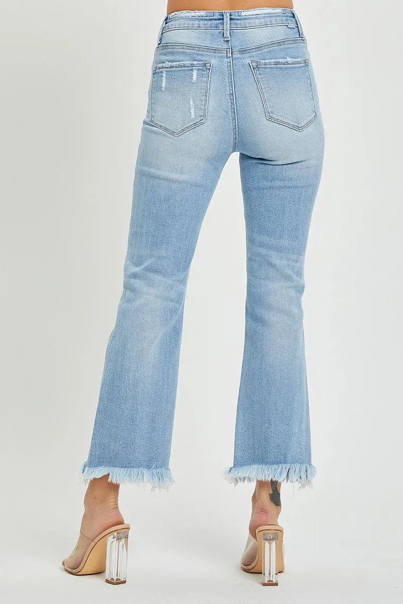 Risen Morgan High Rise Crop Ankle Jeans: Light Wash