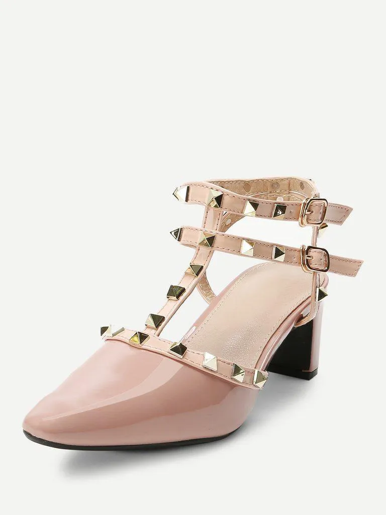 Rivet Detail Gladiator Chunky Heels