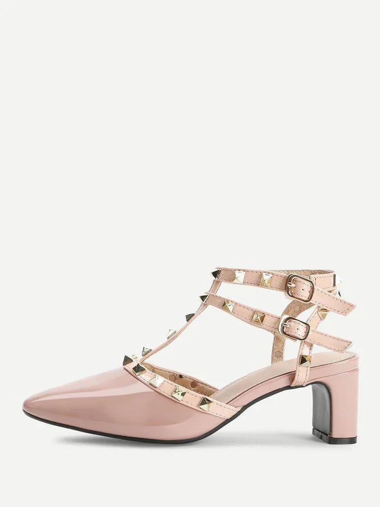 Rivet Detail Gladiator Chunky Heels