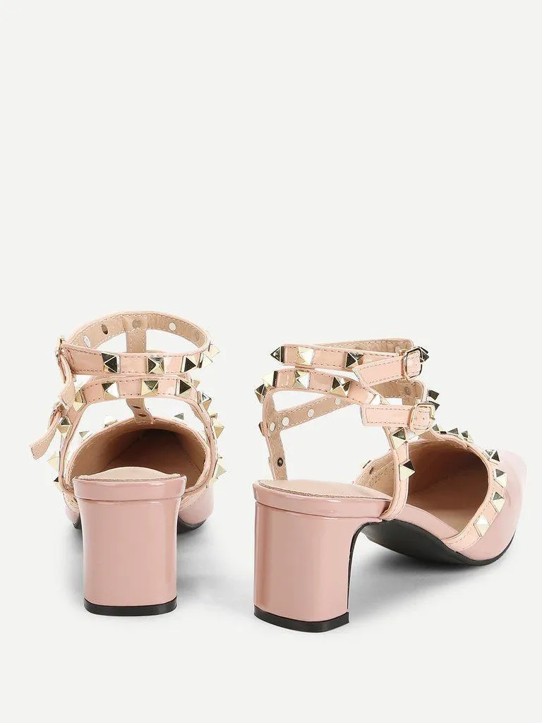 Rivet Detail Gladiator Chunky Heels