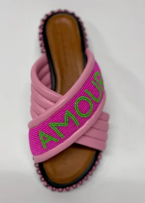 Rue De La Lune Pink Amour Sandal