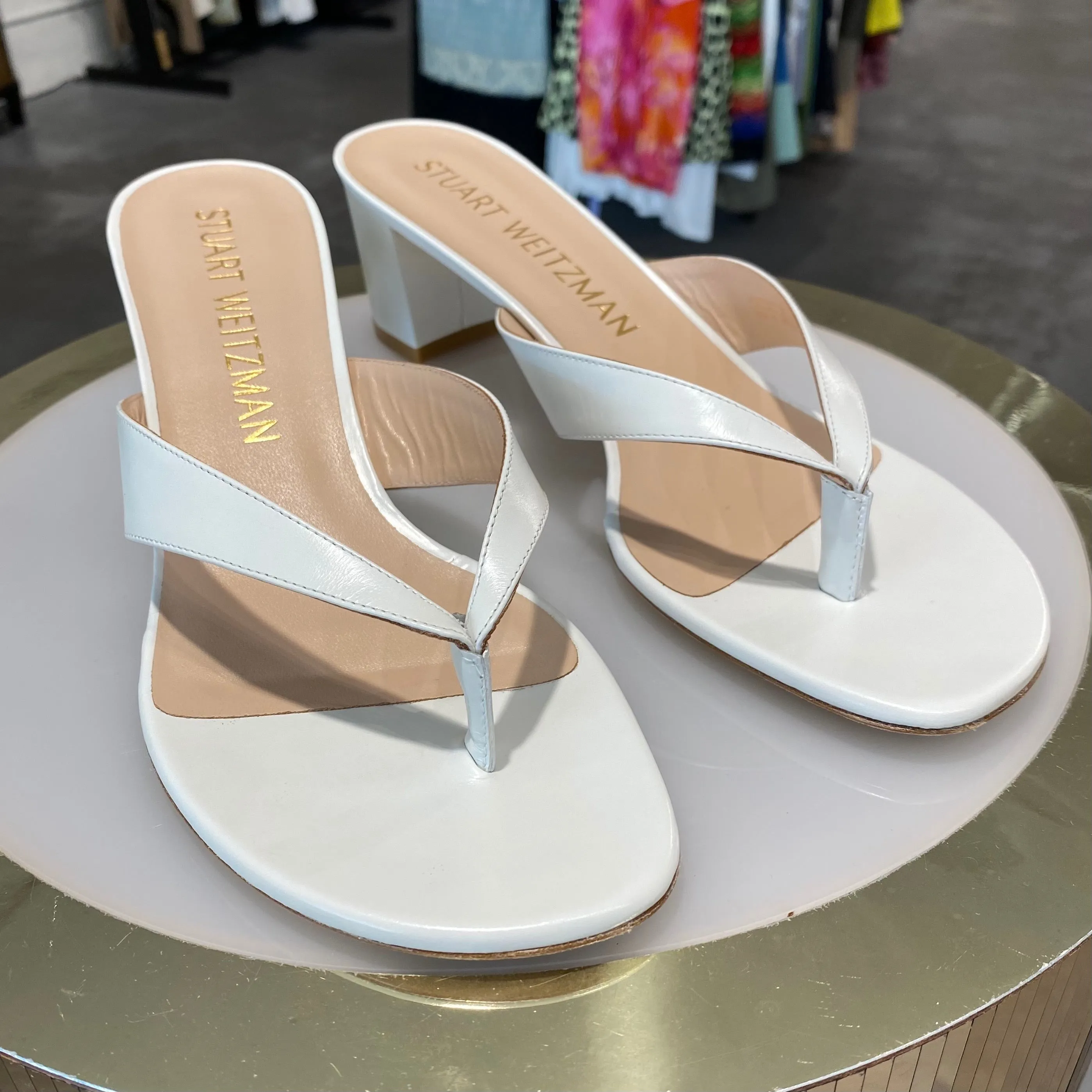 Sale! Stuart Weitzman White Thong Sandals