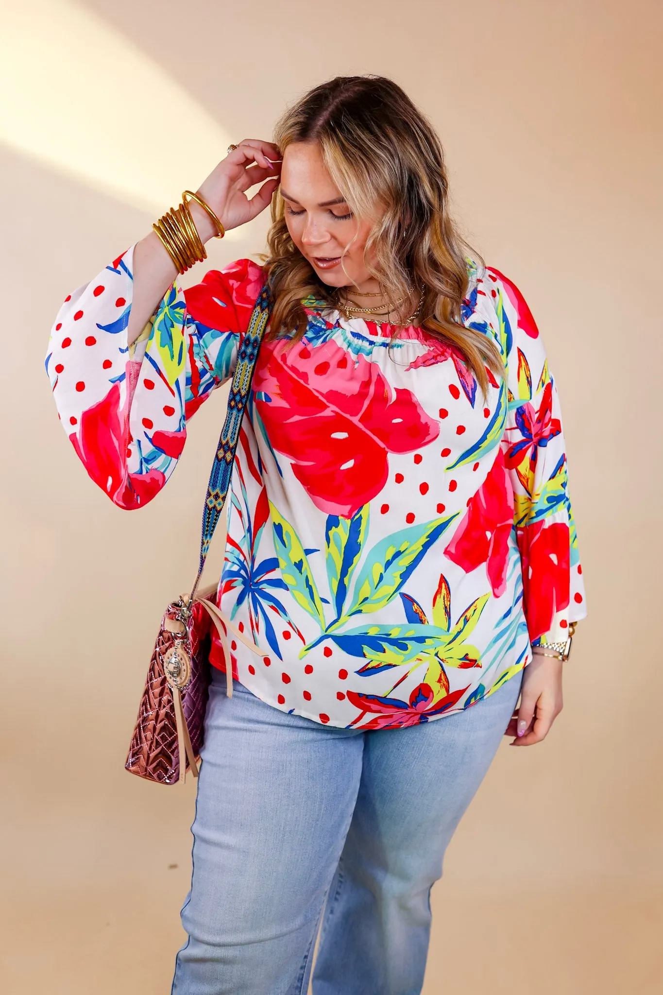 Seas The Day Floral Off The Shoulder Blouse in White