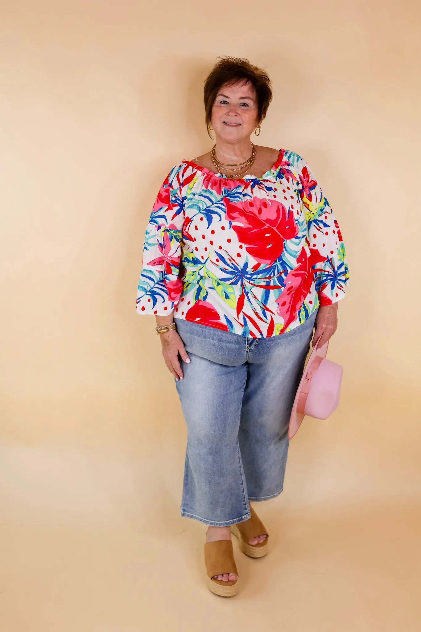 Seas The Day Floral Off The Shoulder Blouse in White