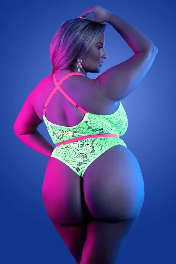 Servin' It Up! Plus Size Black Light  Neon Teddy