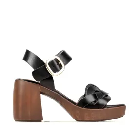 SPIRITED LEATHER BLOCK HEEL SANDALS