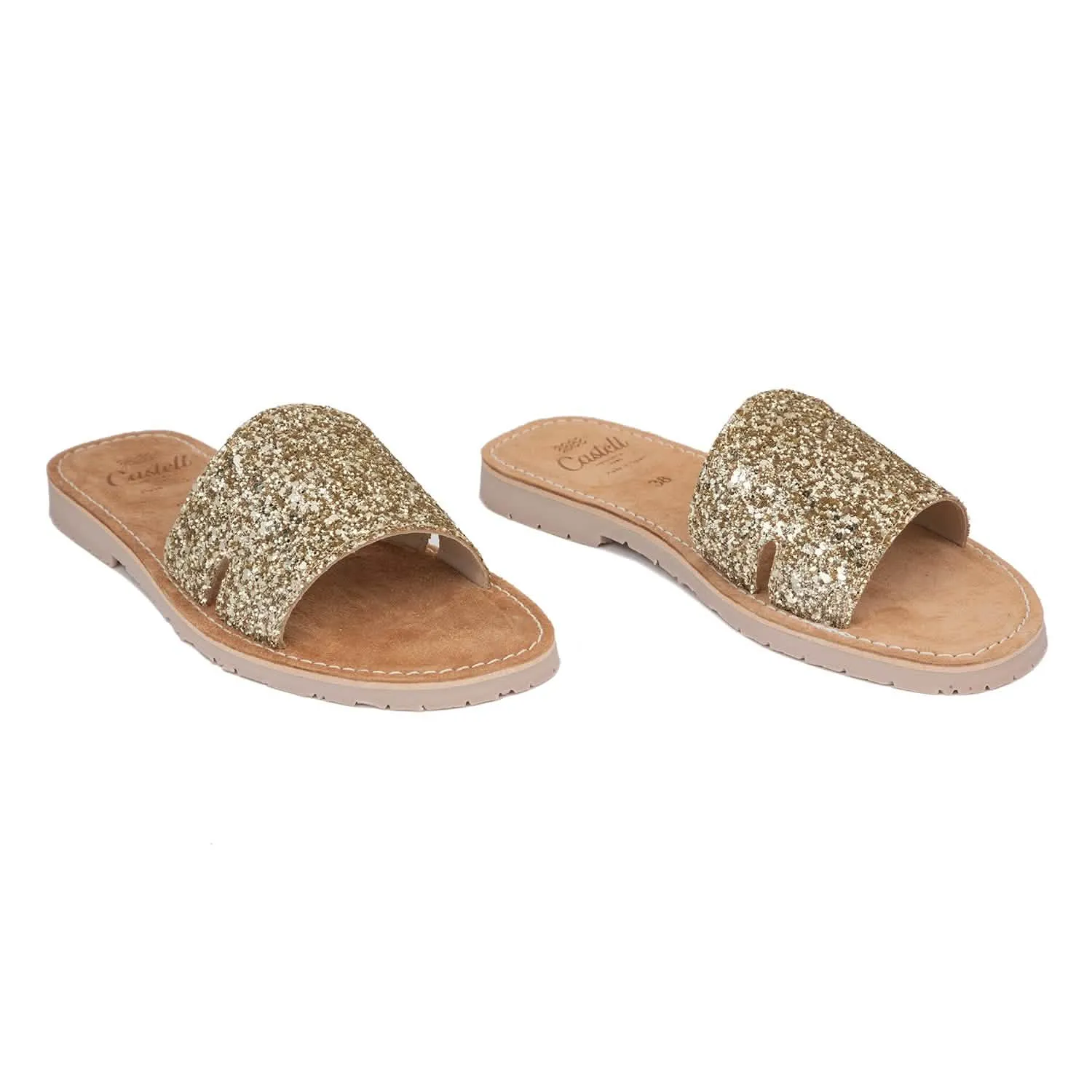 Standard Leather Menorcan Sandals With Glitter Touch- Shark ST 2360R A Glitter