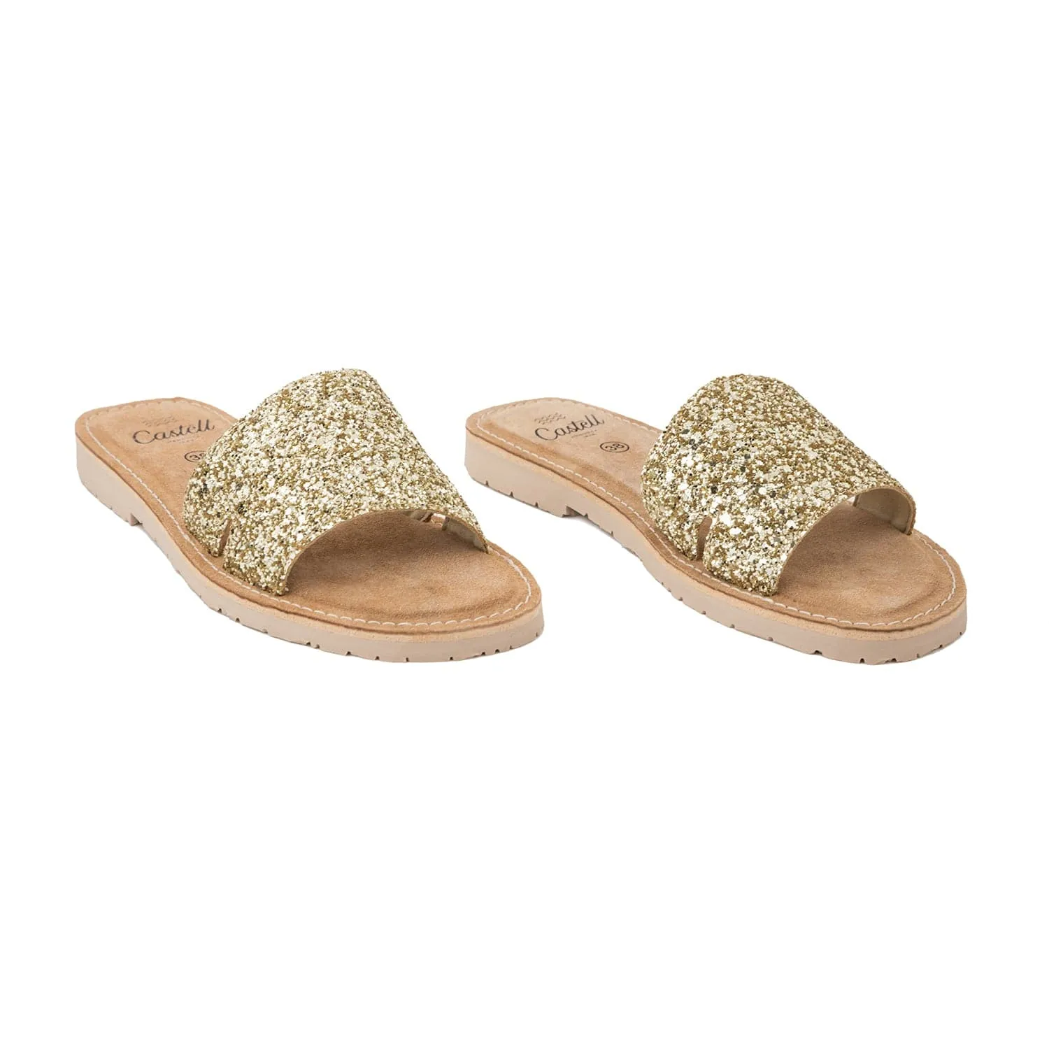 Standard Leather Menorcan Sandals With Glitter Touch- Shark ST 2360R A Glitter