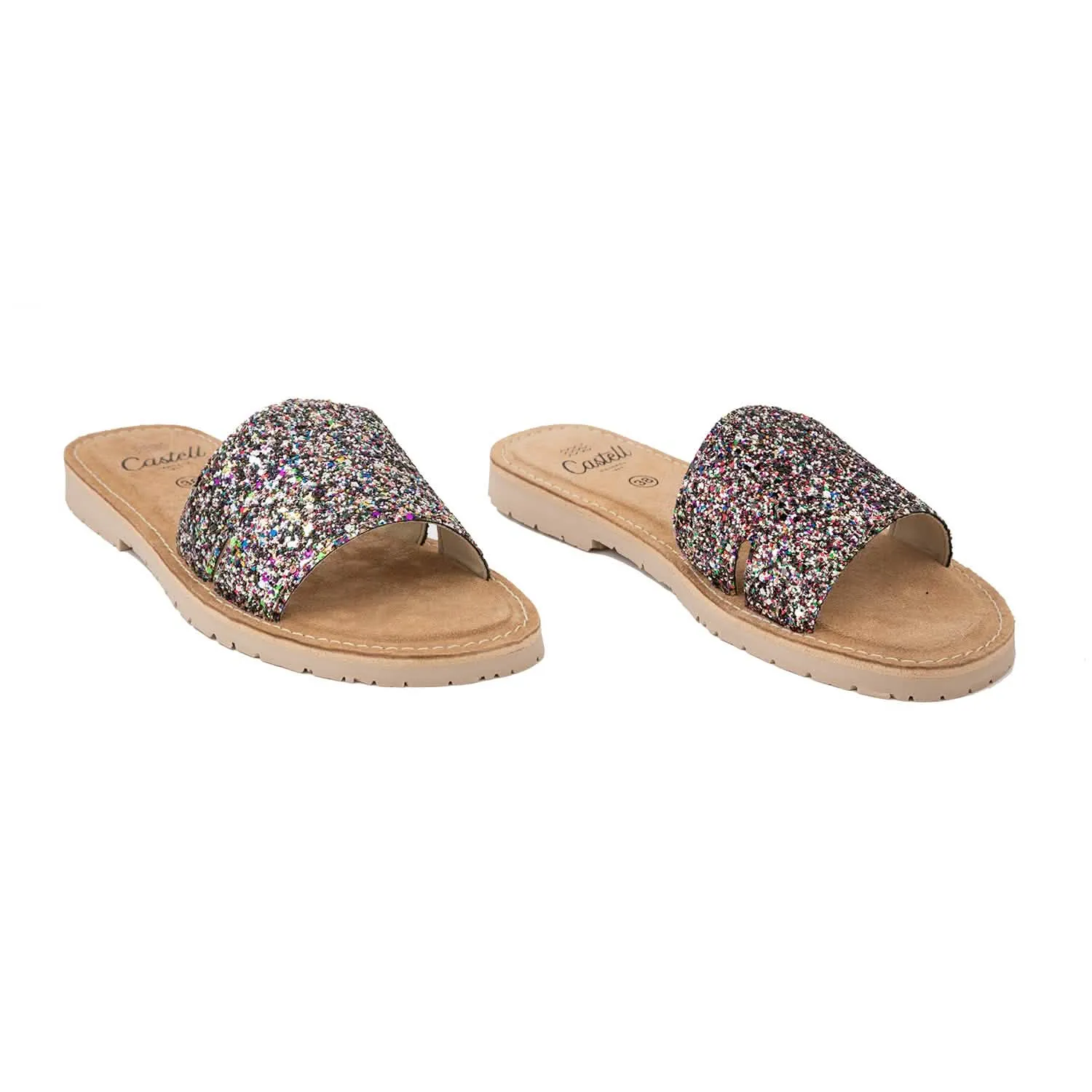 Standard Leather Menorcan Sandals With Glitter Touch- Shark ST 2360R A Glitter