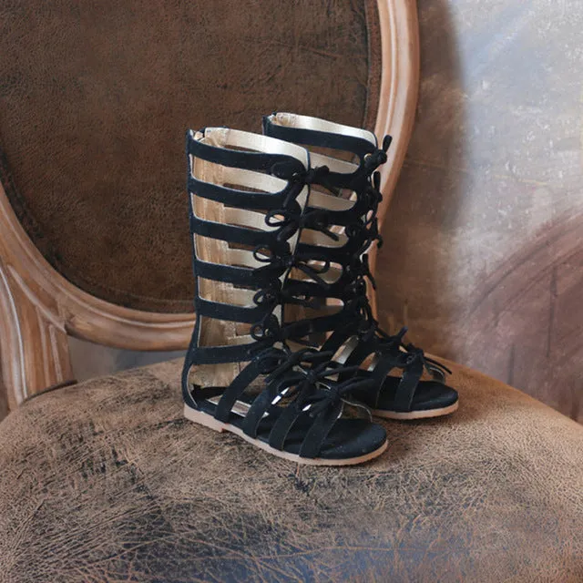 Suede leather Girls sandals Real Female Boots Kids gladiator sandals