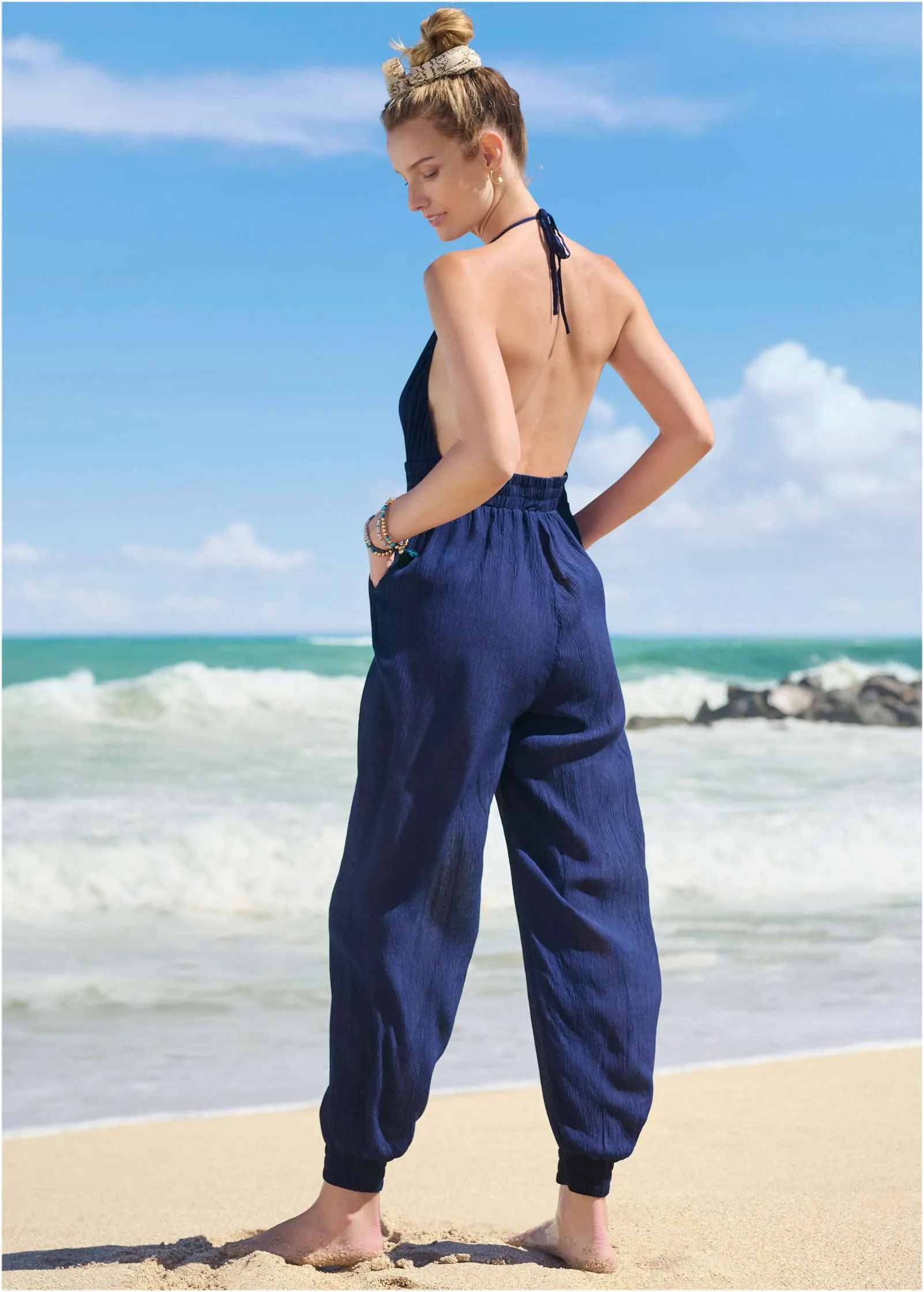 Tassel Jumpsuit Cover-Up - Ultramarine Blue