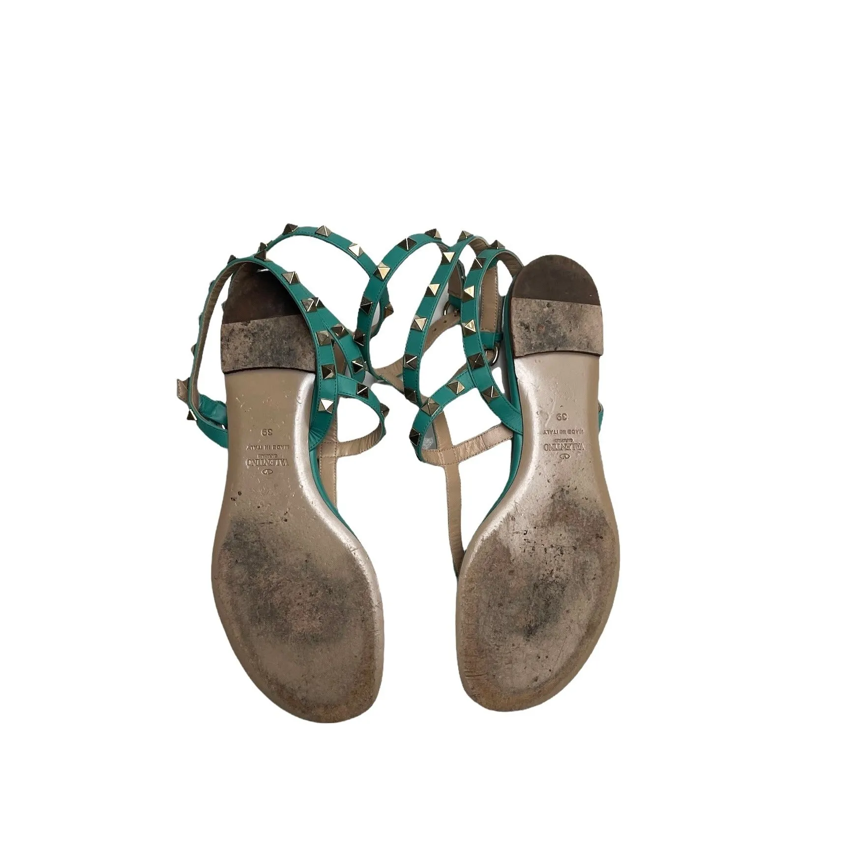 Turquoise Leather Gladiator Sandals - 8