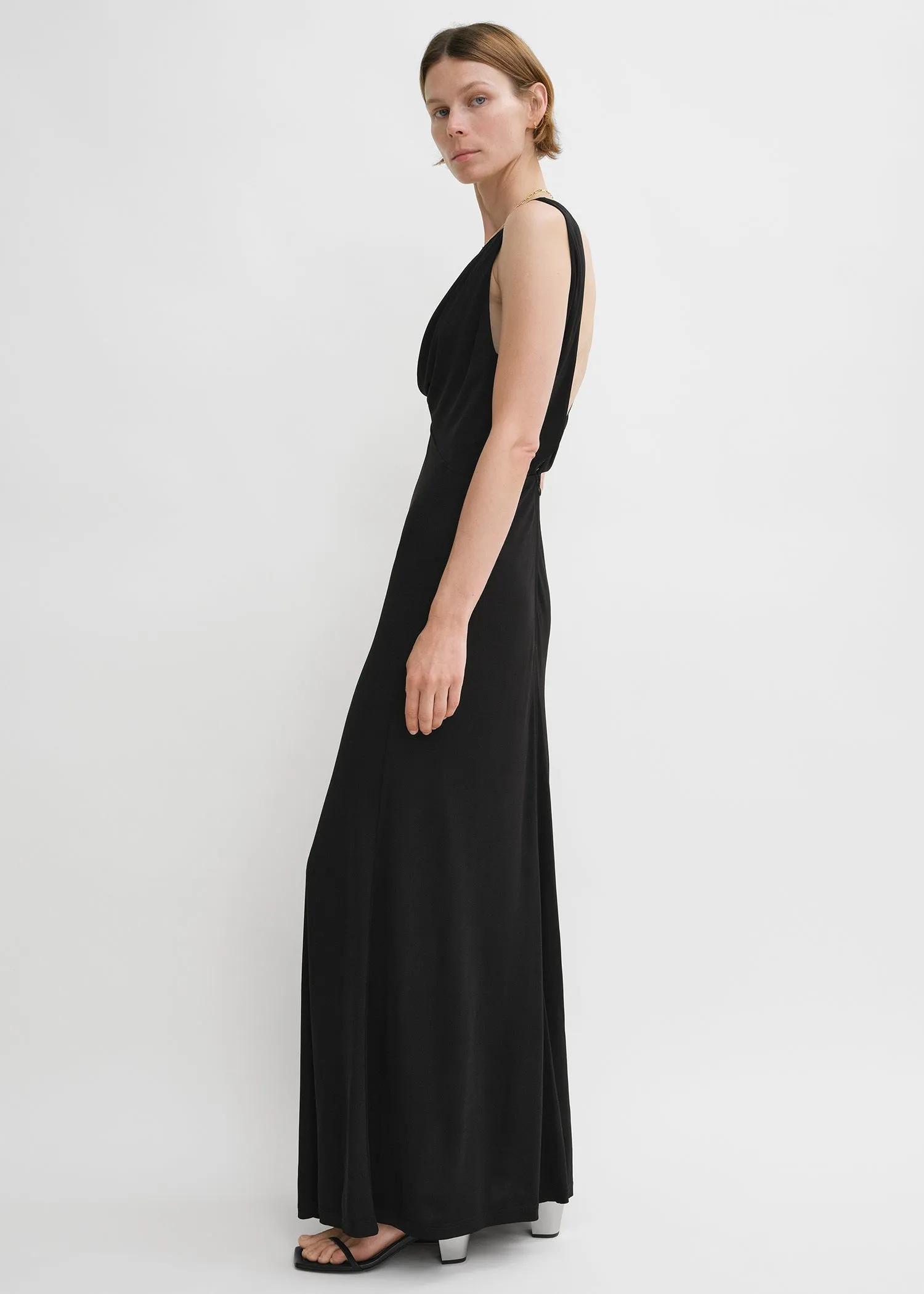 Twist drape dress black