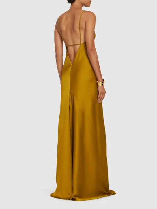 Victoria Beckham   Cami satin open back long dress 