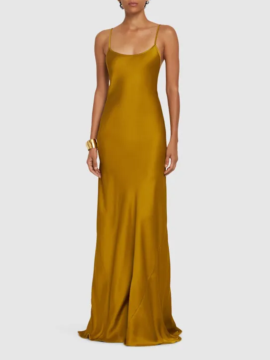 Victoria Beckham   Cami satin open back long dress 