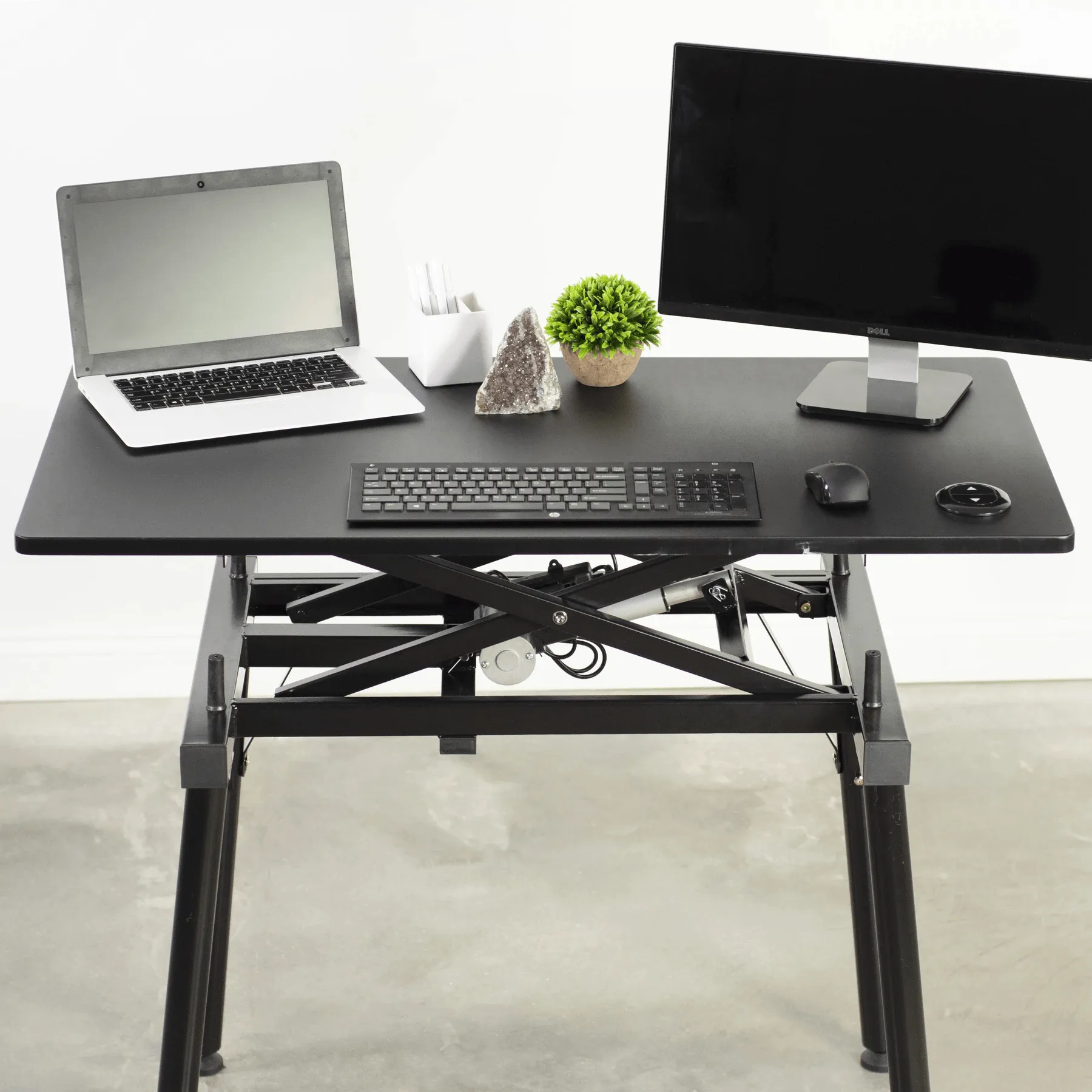 VIVO Black Electric Sit-to-Stand Height-Adjustable Desk Frame with Tabletop, DESK-V100ZE