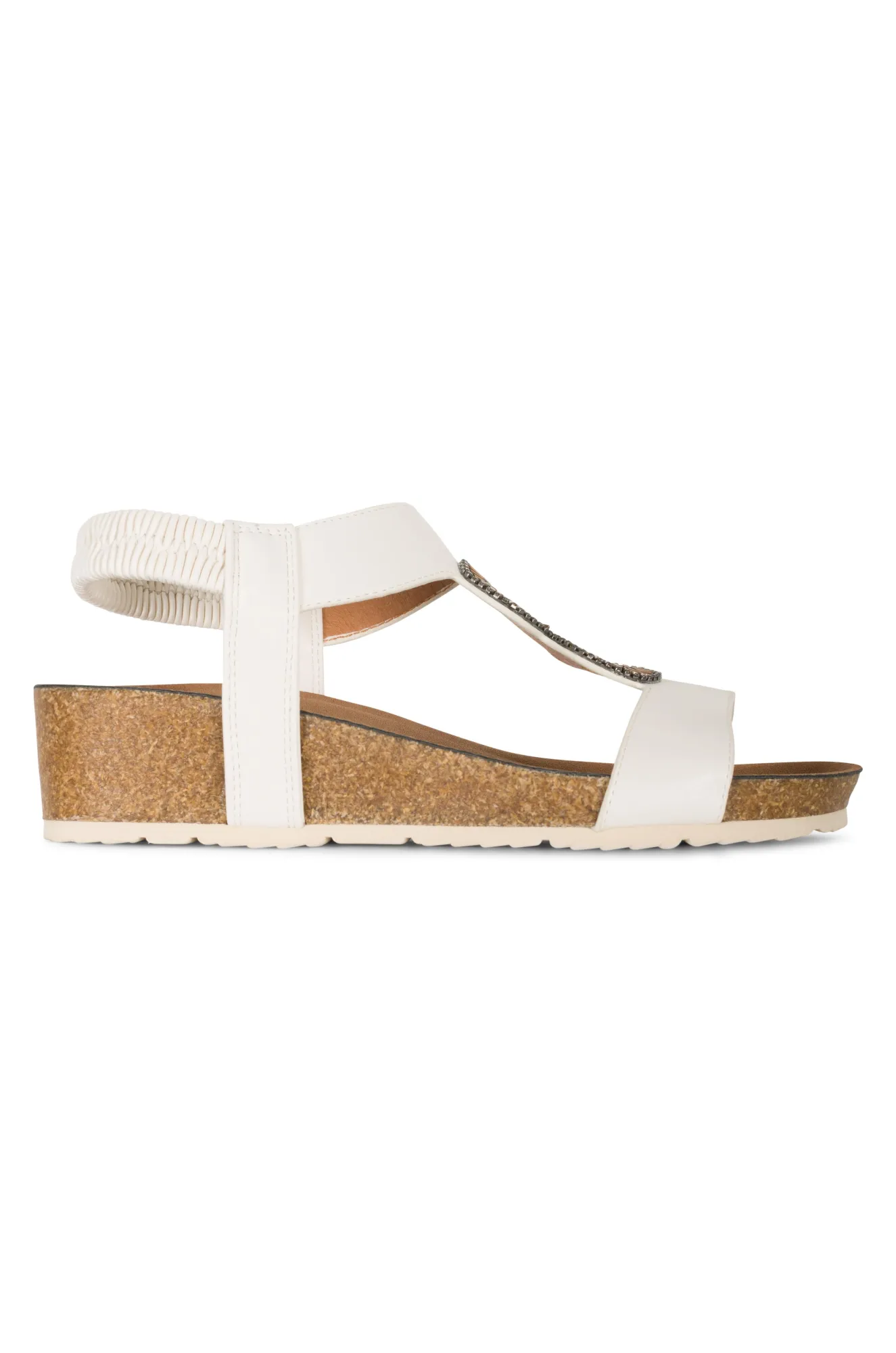 Wedge heel & Beaded Sandal | WHITE | BARWELL AB