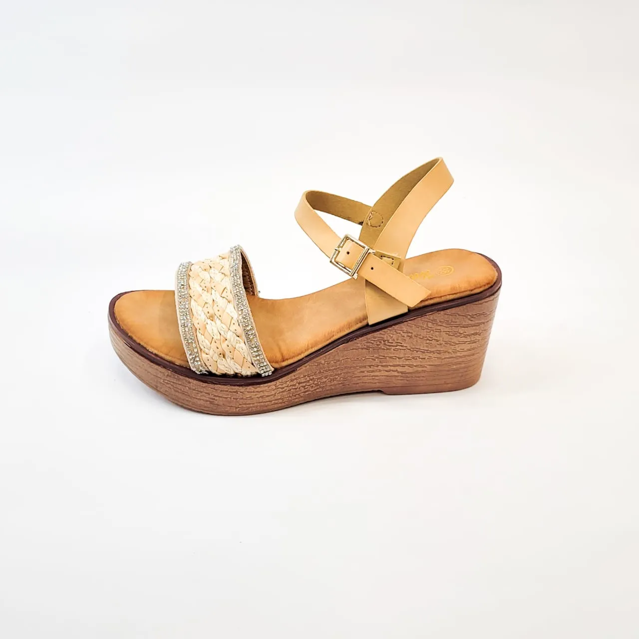 Wellspring beige weave, beaded wedge