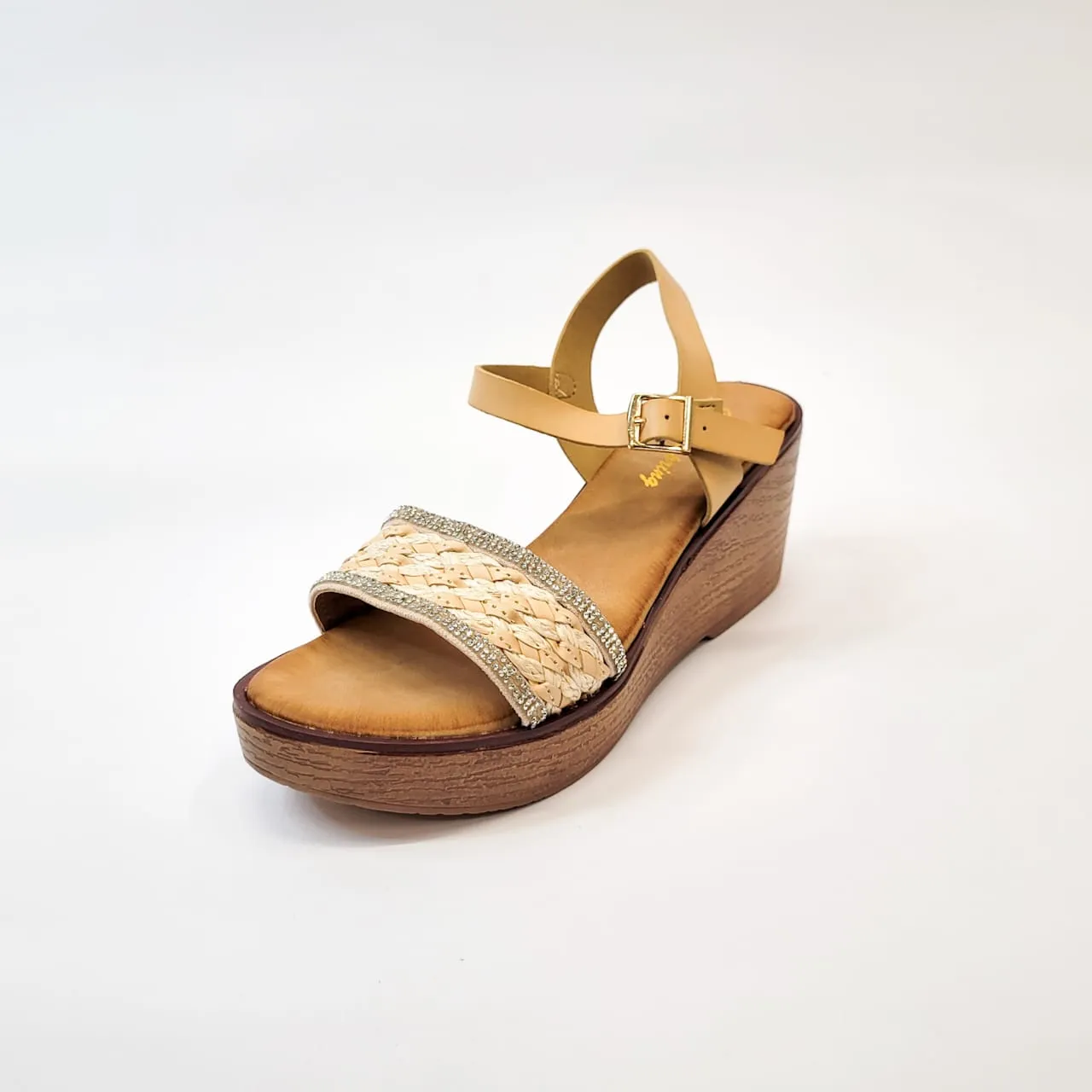 Wellspring beige weave, beaded wedge