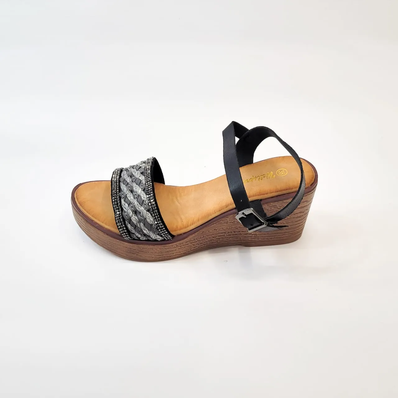 Wellspring black weave, beaded wedge