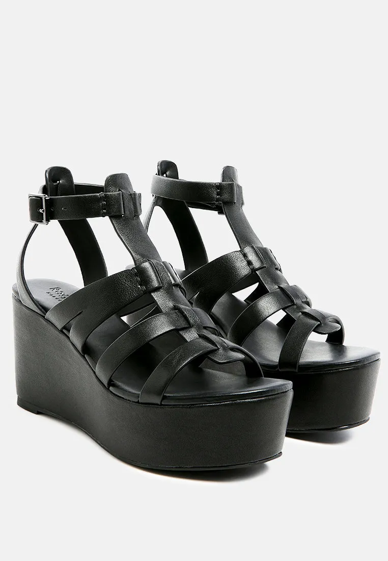 Windrush Cage Wedge Leather Sandal