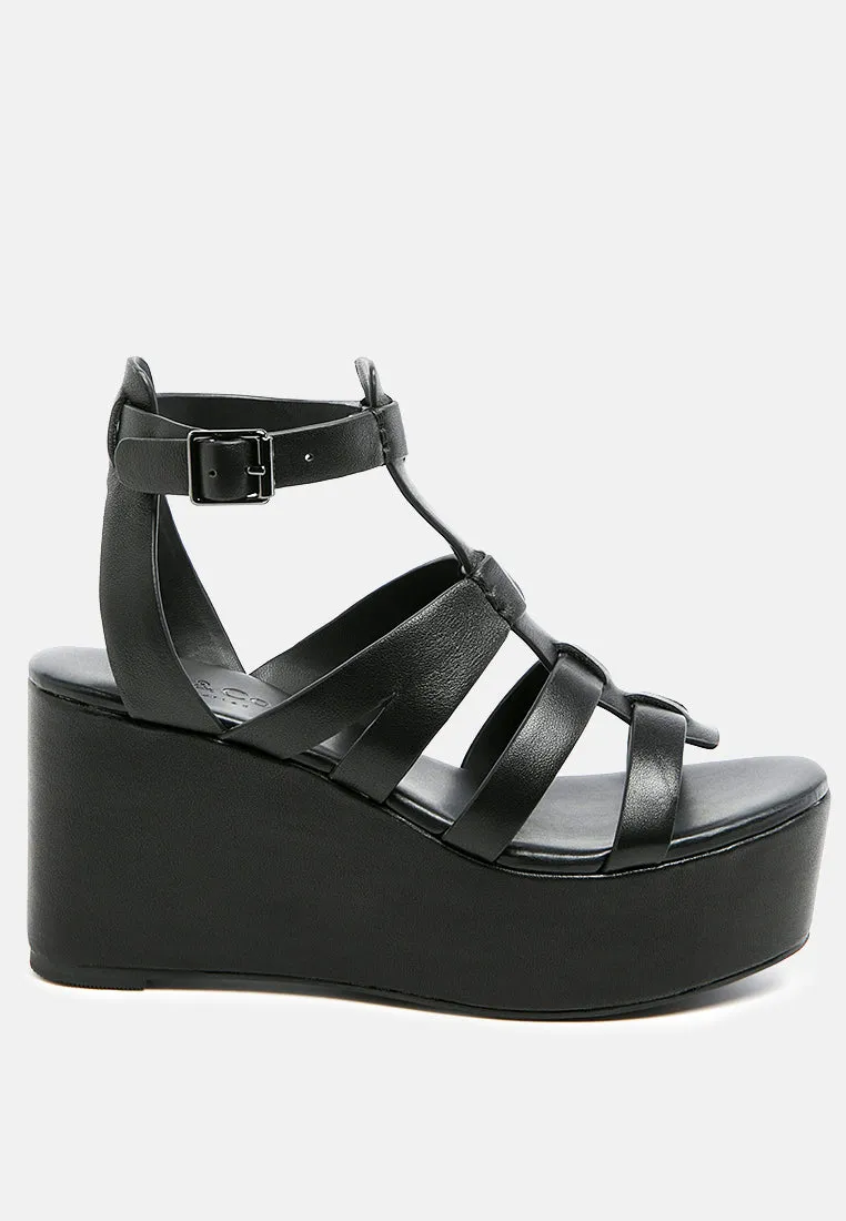 Windrush Cage Wedge Leather Sandal