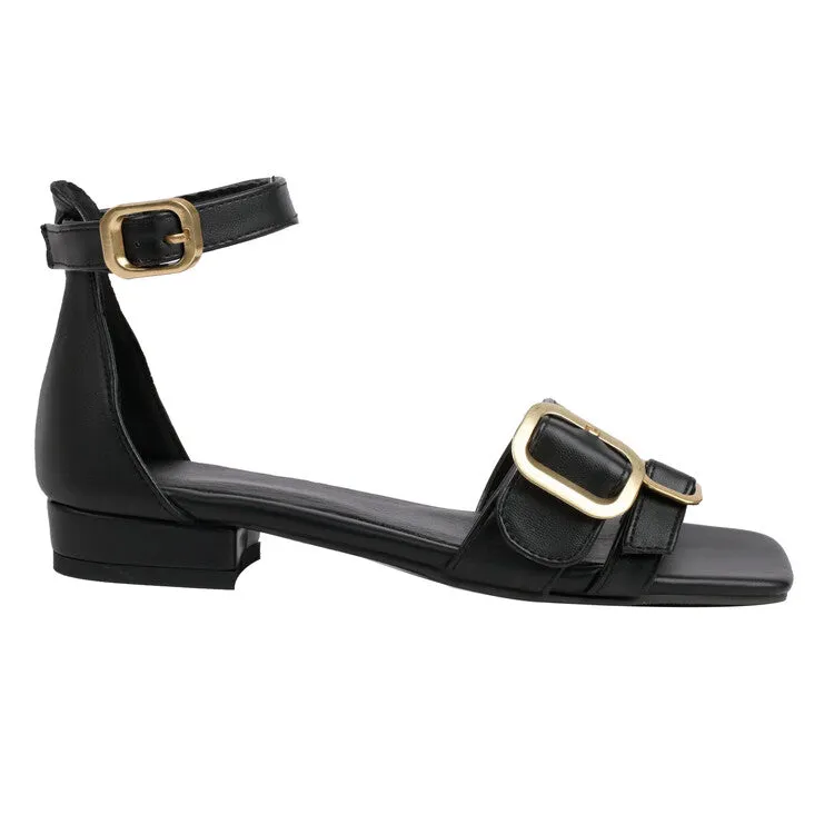 Women's Square Toe Buckle Straps Ankle Strap Sandals